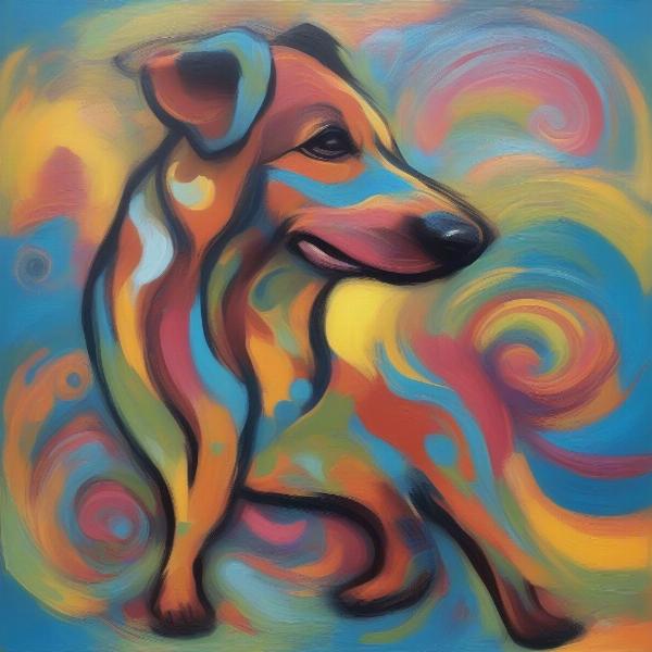 Colorful abstract dog painting