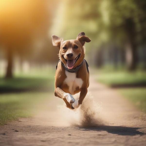 Active Dog Running in a Park