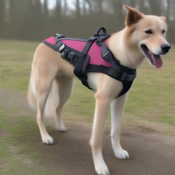 Adjustable canicross harness with padding