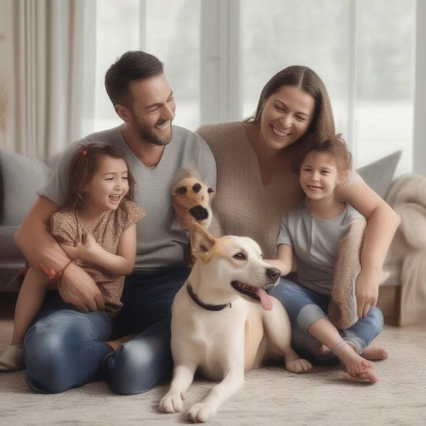 Happy Family with Adopted Rescue Dog