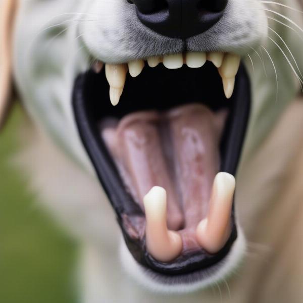 Close up of adult dog teeth