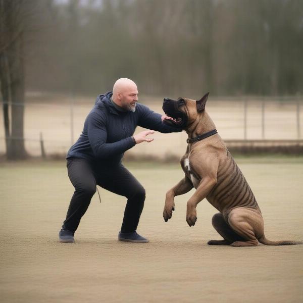 Adult Presa Canario undergoing training