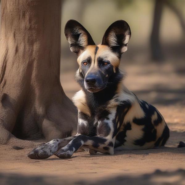 African wild dog in its natural habitat