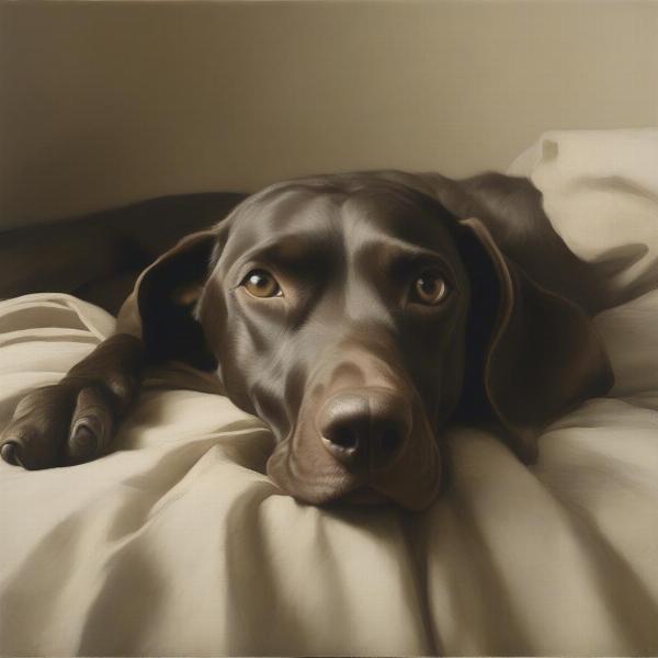 Andrew Wyeth Dog on the Bed Painting