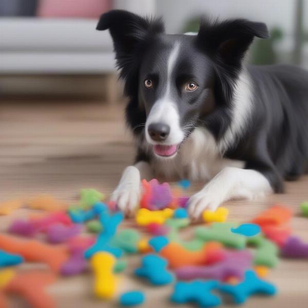 Aquarius Dog Playing with a Puzzle Toy