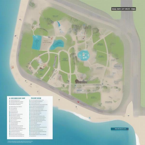 Map of Atlantic Beach Dog Park showing entrances, fenced areas, and amenities