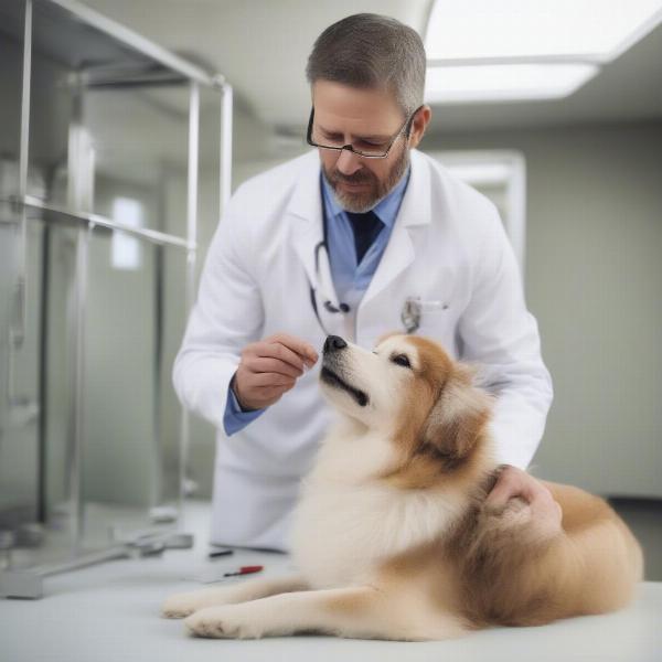 Veterinarian Examining a Dog