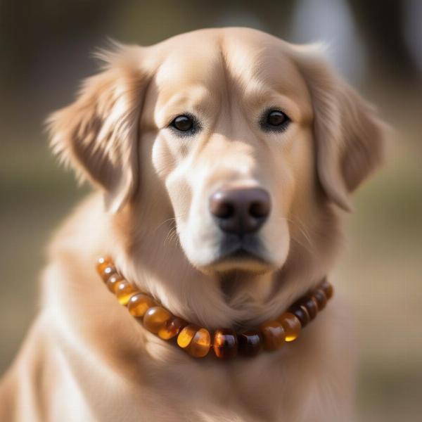 Dog wearing a baltic amber collar