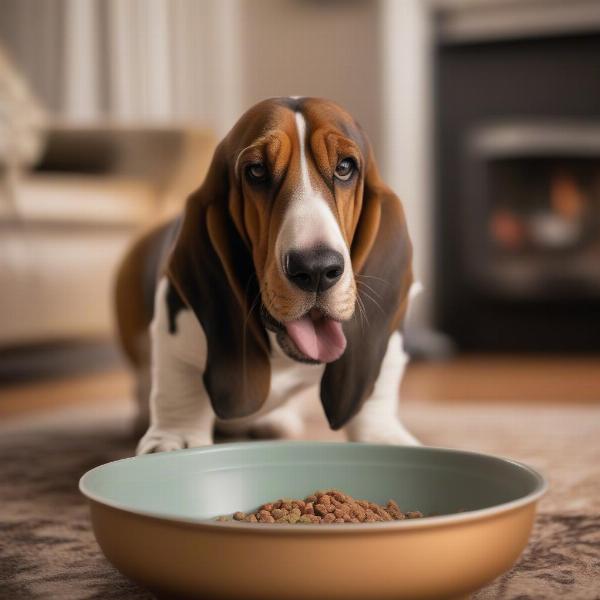 Basset Hound Enjoying a Meal