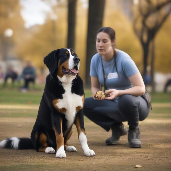 Bernese Mountain Dog Great Dane mix in obedience training