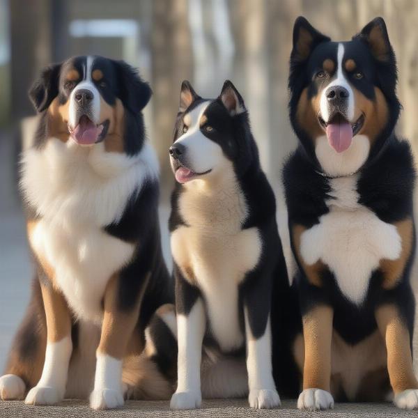 Bernese Mountain Dog and Husky Together