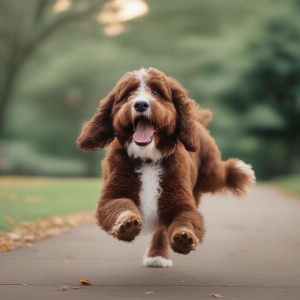 Bernese Mountain Dog Goldendoodle Mix Playing Fetch