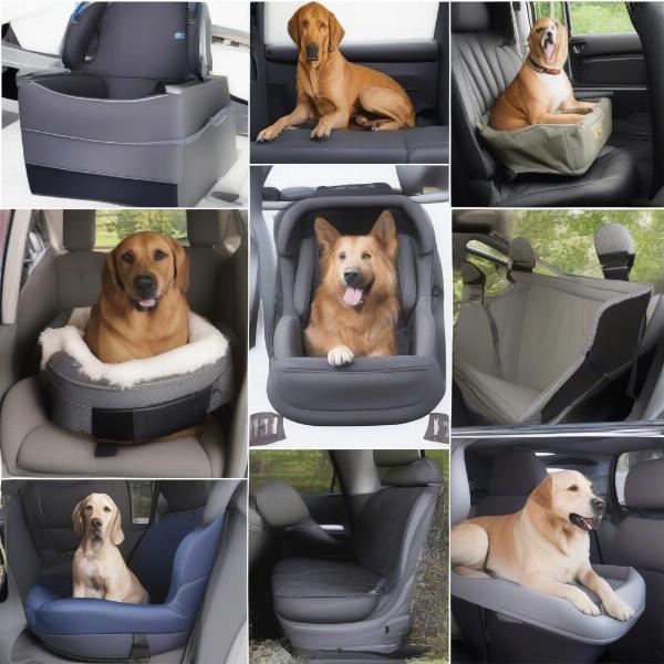 A variety of car seats designed for large dog breeds.