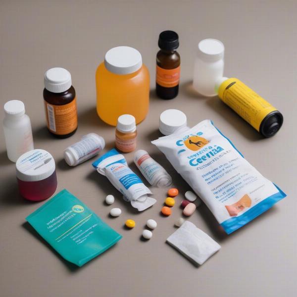 Various travel sickness medications for dogs including Cerenia and over-the-counter options.