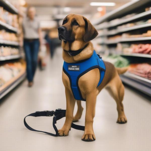 Blue Dog Collar on a Service Dog