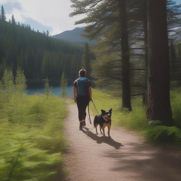 Dog hiking near Blue Dog Lake