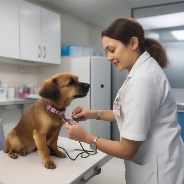 Dog Receiving Boarding Shots at Kennel