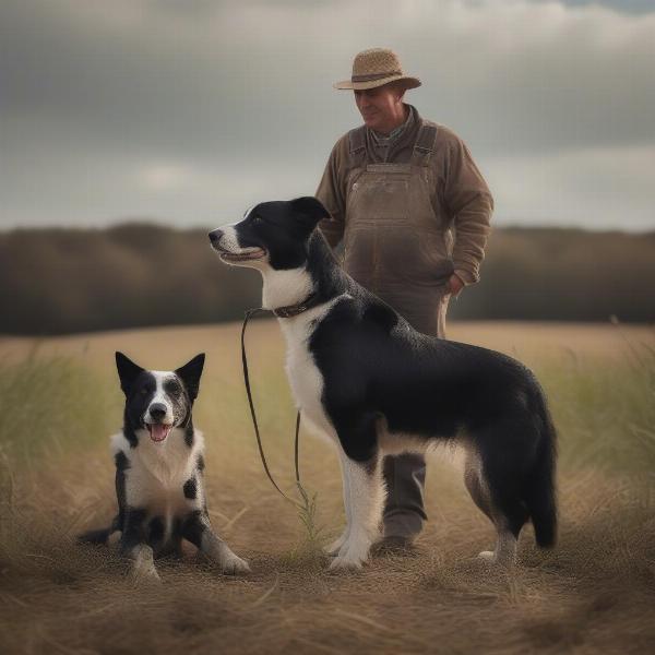 Border Collie Cattle Dog with its farmer