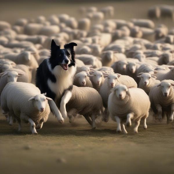 Border Collie herding sheep