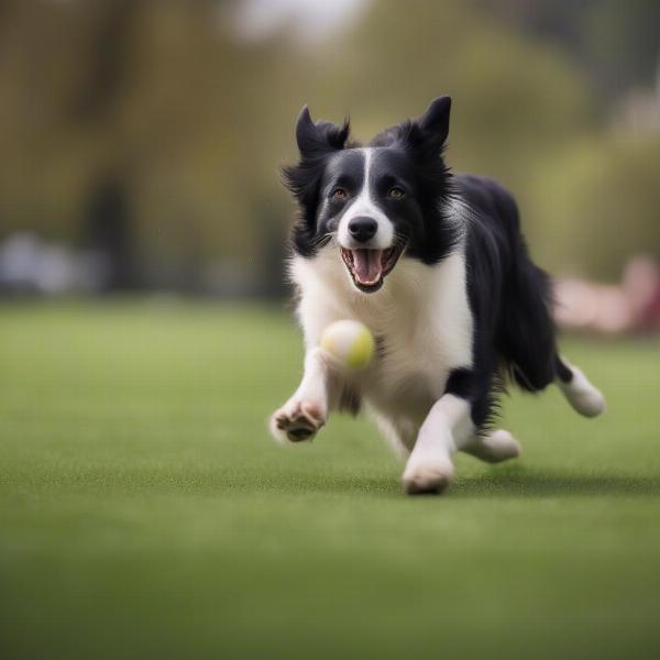 Border Collie playing fetch in a park