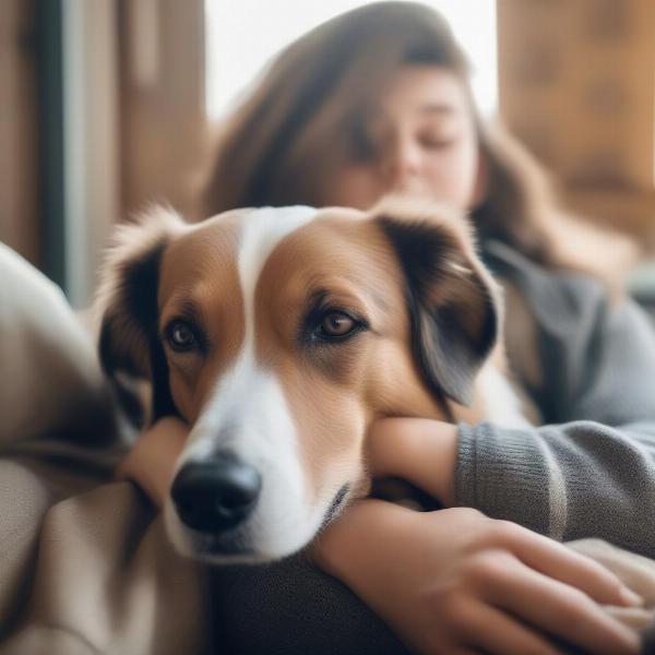 Dog receiving affection from borrower