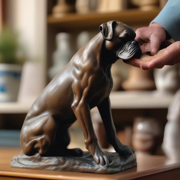 Cleaning and Preserving a Boxer Dog Statue