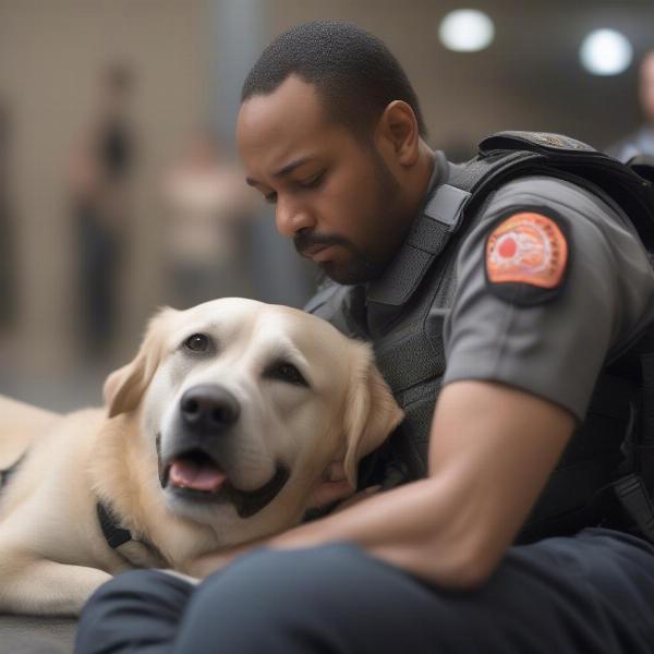 BPD service dog providing comfort to its handler