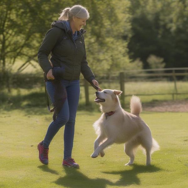 Owner and Dog Bonding at Braunston