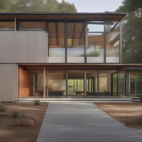 Exterior view of a breezeway modern dog trot house