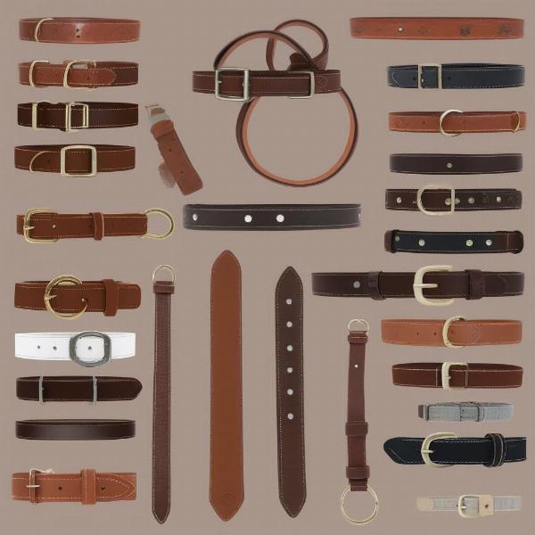 Various Brown Dog Collars for Different Breeds