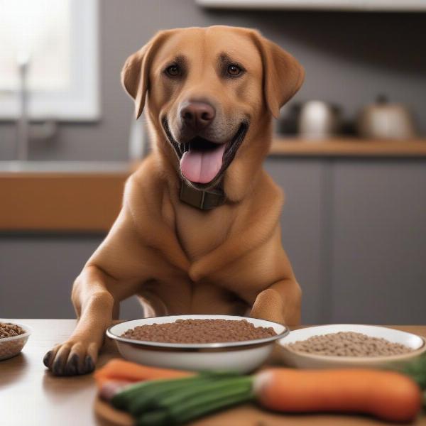 Brown Dog Enjoying Homemade Meal