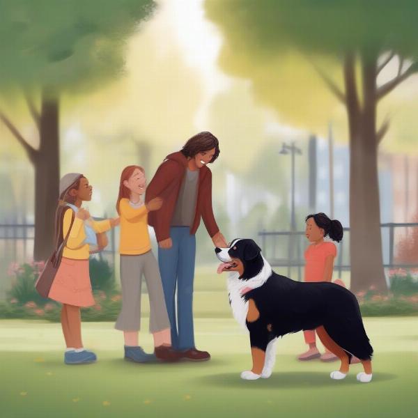 Burnese Mountain Dog Meeting Potential Adopters