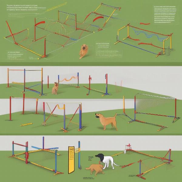 Main components of a dog agility set