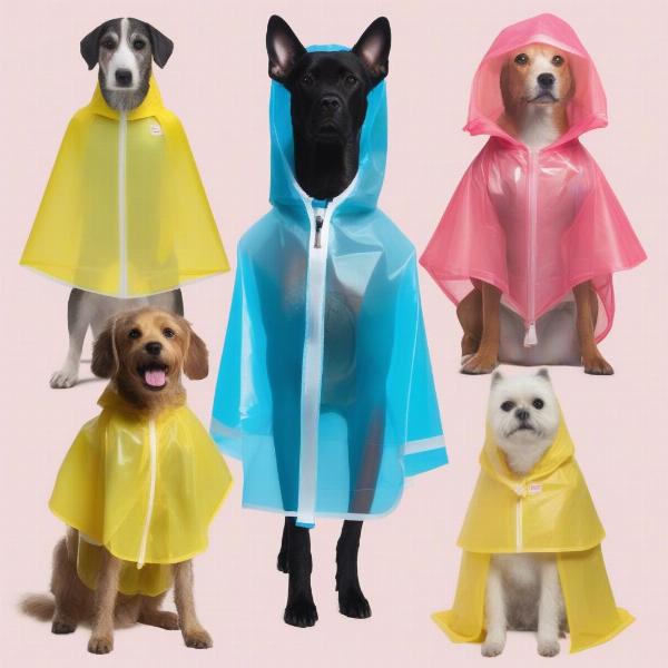 Different types of dog raincoats