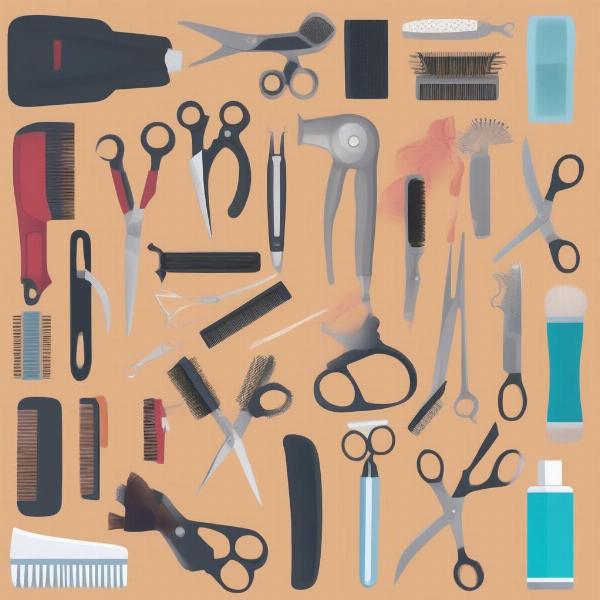 Assortment of dog grooming tools