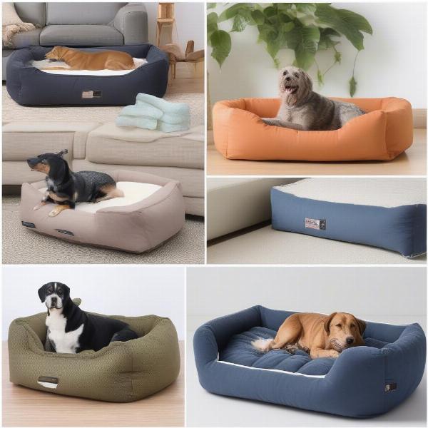 Different types of dog beds for sofas showcasing varying materials and styles