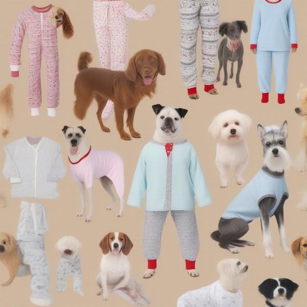 Different types of dog pyjamas