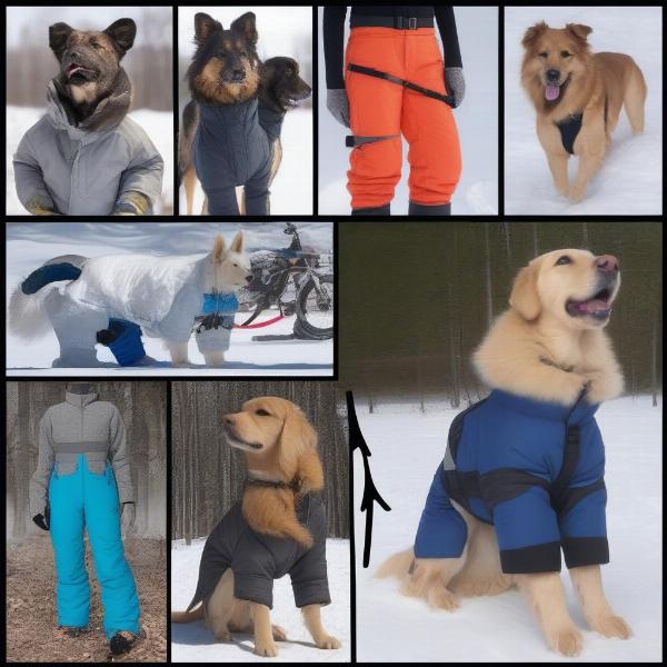 Different types of dog snow pants