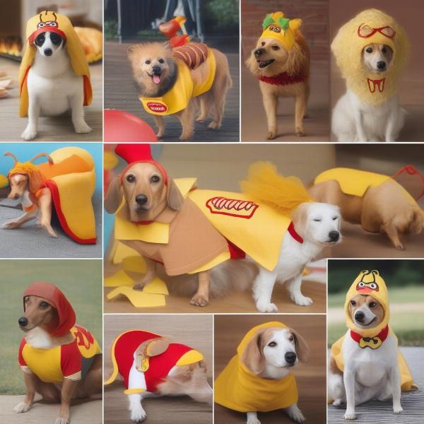 Variety of hot dog costumes for dogs