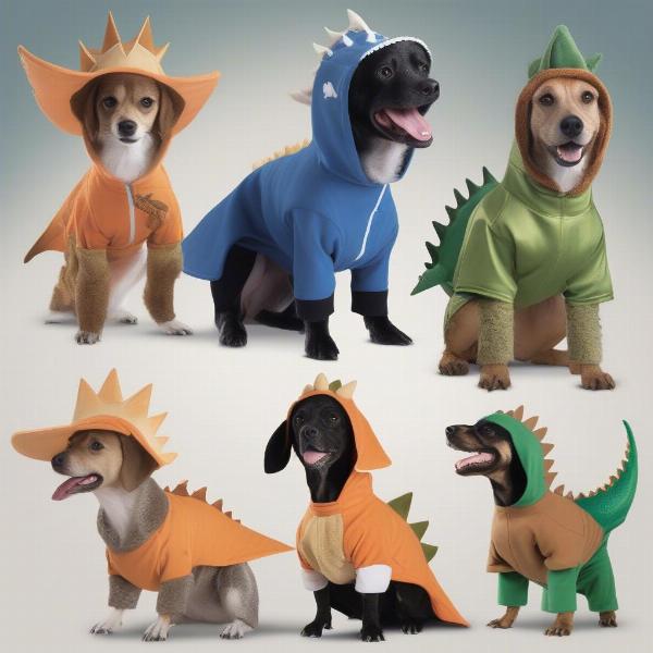 Different types of dinosaur outfits for dogs