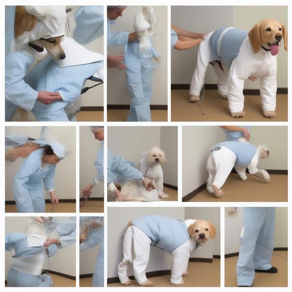 How to put on a surgical suit for dogs