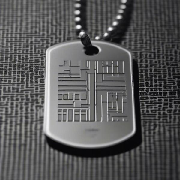 Close-up of a Calculated Kinetics Dog Tag