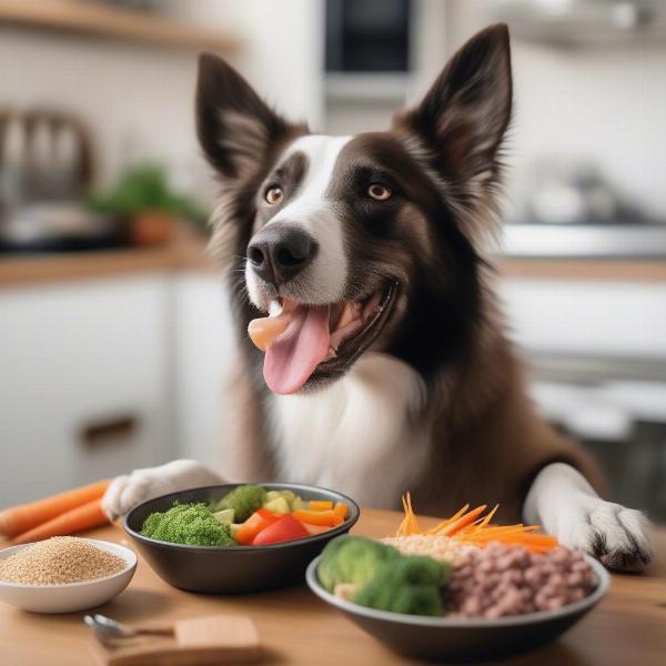 Happy Dog Eating California Dog Kitchen Meal