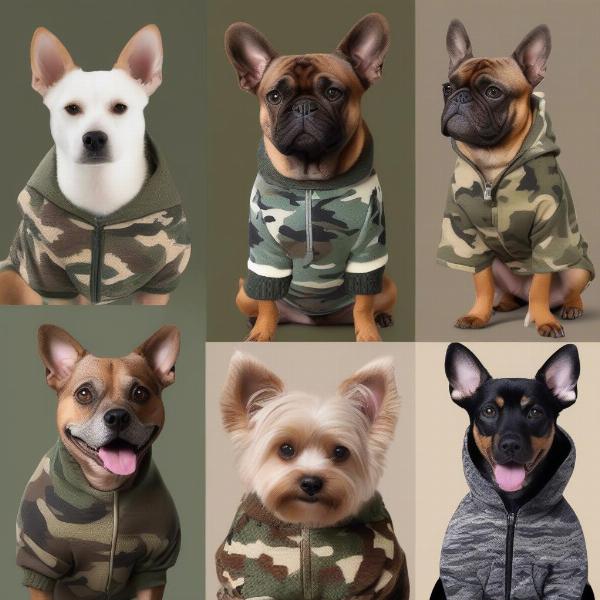 Different styles of camouflage dog sweaters