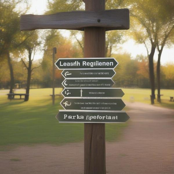 Signage displaying the rules and regulations of the dog park.