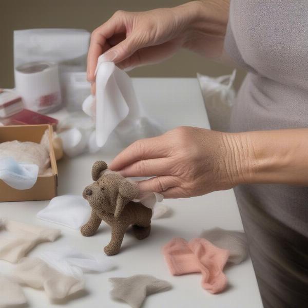 Properly storing and cleaning dog memorial ornaments to preserve their condition.