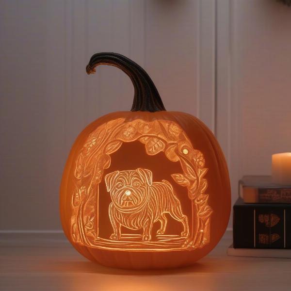 Illuminating Carved Dog Pumpkins with LED Lights