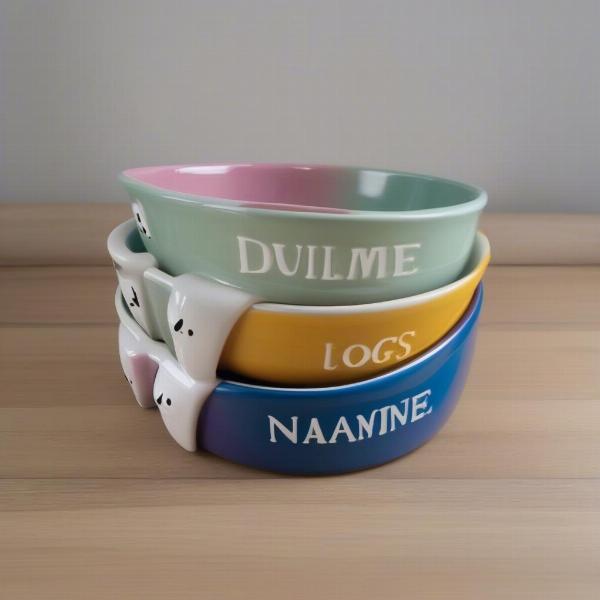 Ceramic personalised dog bowls with different names