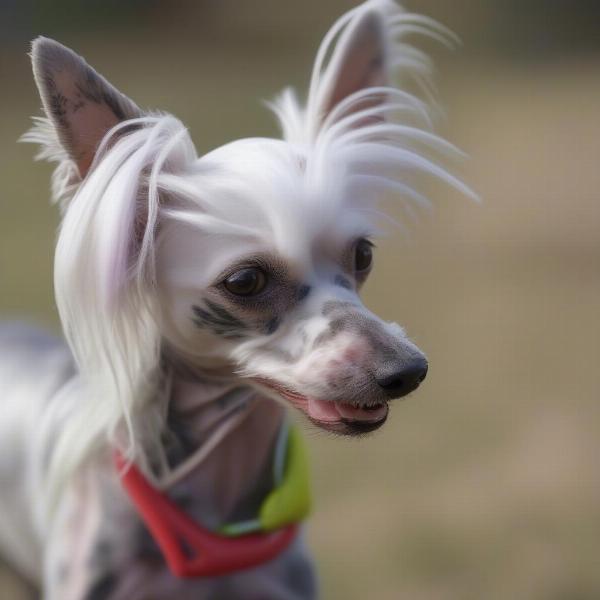 Chinese Crested playing with toys