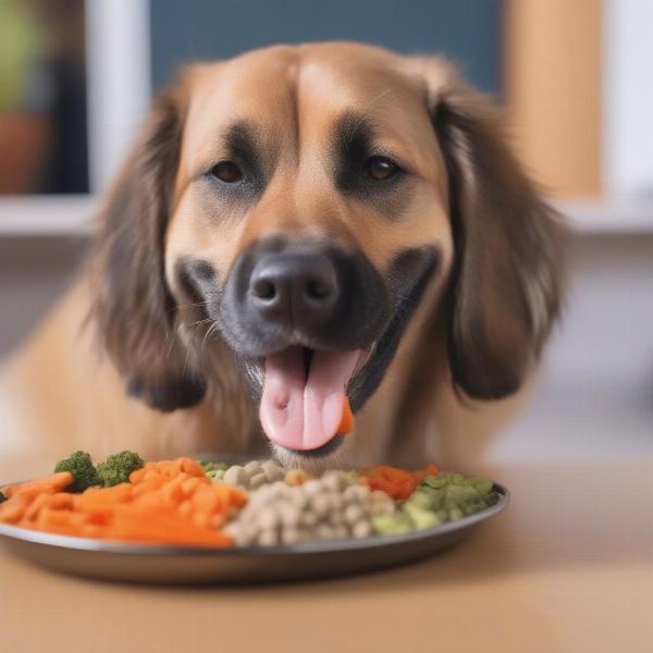 Dog eating nutritious food